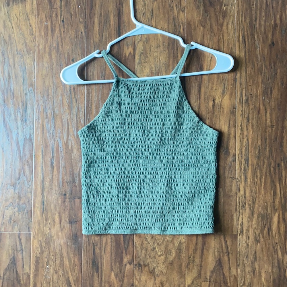 Army Green Hollister High Neck Tank Top.